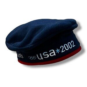 Roots Beret 2002 Winter Olympics Team USA Navy Fleece Beanie Hat Adjustable